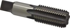 Made in USA - 1-3/4 - 5 UNC 6 Flute Bright Finish High Speed Steel Straight Flute Standard Hand Tap - Bottoming, Right Hand Thread, 7" OAL, 3-3/16" Thread Length, H7 Limit, Oversize - Exact Industrial Supply