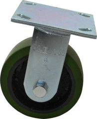 Albion - 5" Diam x 2" Wide x 6-1/2" OAH Top Plate Mount Rigid Caster - Polyurethane, 1,000 Lb Capacity, Precision Sealed Bearing, 4 x 4-1/2" Plate - Benchmark Tooling