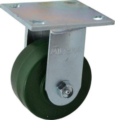 Albion - 4" Diam x 2" Wide x 5-5/8" OAH Top Plate Mount Rigid Caster - Polyurethane, 1,000 Lb Capacity, Precision Sealed Bearing, 4 x 4-1/2" Plate - Benchmark Tooling