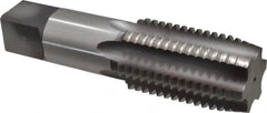 Made in USA - 2 - 4-1/2 UNC 6 Flute Bright Finish High Speed Steel Straight Flute Standard Hand Tap - Plug, Right Hand Thread, 7-5/8" OAL, 3-9/16" Thread Length, H7 Limit, Oversize - Exact Industrial Supply