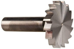 Made in USA - 1-1/2" Diam x 1/4" Face Width, Solid Carbide, 16 Teeth, Shank Connection Woodruff Keyseat Cutter - Uncoated, 2-1/4" OAL x 1/2" Shank, Straight Teeth, ANSI 812, Old Standard 24 - Benchmark Tooling