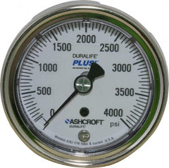 Ashcroft - 2-1/2" Dial, 1/4 Thread, 0-4,000 Scale Range, Pressure Gauge - Center Back Connection Mount, Accurate to 1% of Scale - Benchmark Tooling