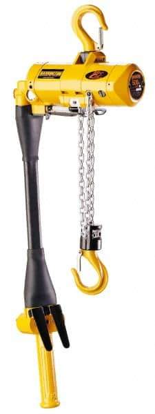 Harrington Hoist - 1/8 Ton Load Limit, 10' Max Height Top Hook Air Hoist - 48 SCFM at 90 PSI, 42 FPM Lift Speed, 12" Min Headroom, Pendant Control - Benchmark Tooling