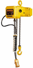 Harrington Hoist - 1 Ton Capacity, 7 FPM Lift Speed, Hook Mounted Hoist - 20' Max Lift, 16.1" Min Headroom, 1 Chain - Benchmark Tooling