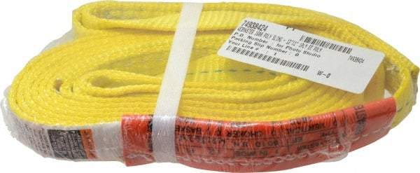 Lift-All - 12' Long x 1" Wide, 1,600 Lb Vertical Capacity, 1 Ply, Polyester Web Sling - 1,250 Lb Choker Capacity, Yellow, with Web Sling for Lifting - Benchmark Tooling