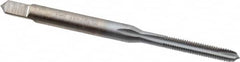 Made in USA - M2.5x0.45 Metric Coarse, 2 Flute, Chrome Finish, High Speed Steel Spiral Point Tap - Plug Chamfer, Right Hand Thread, 1-13/16" OAL, 1/2" Thread Length, 0.141" Shank Diam - Exact Industrial Supply