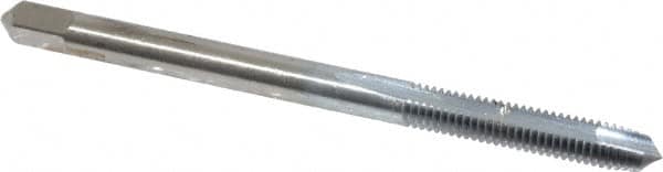 Made in USA - M3.5x0.60 Metric Coarse, 2 Flute, Chrome Finish, High Speed Steel Spiral Point Tap - Plug Chamfer, Right Hand Thread, 2" OAL, 11/16" Thread Length, 0.141" Shank Diam, 6H Class of Fit - Exact Industrial Supply