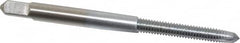 Made in USA - M4.5x0.75 Metric Coarse, 2 Flute, Chrome Finish, High Speed Steel Spiral Point Tap - Plug Chamfer, Right Hand Thread, 2-3/8" OAL, 7/8" Thread Length, 0.194" Shank Diam - Exact Industrial Supply