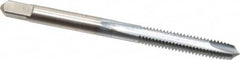Made in USA - M5x0.90 Metric Special, 2 Flute, Chrome Finish, High Speed Steel Spiral Point Tap - Plug Chamfer, Right Hand Thread, 2-3/8" OAL, 7/8" Thread Length, 0.194" Shank Diam - Exact Industrial Supply
