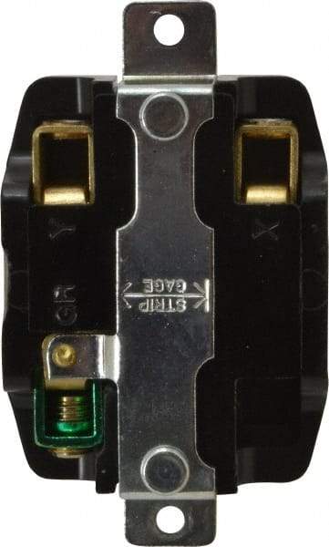 Hubbell Wiring Device-Kellems - 250 VAC, 50 Amp, Self Grounding Receptacle - 2 Poles, 3 Wire, Female End, Black - Benchmark Tooling