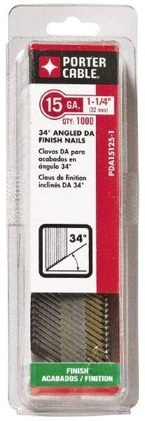 Porter-Cable - 15 Gauge 2" Long Finishing Nails for Power Nailers - Grade 2 Steel, Galvanized Finish, Angled Stick Collation, Chisel Point - Benchmark Tooling