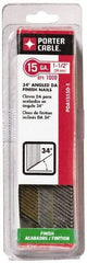 Porter-Cable - 15 Gauge 1-1/2" Long Finishing Nails for Power Nailers - Grade 2 Steel, Bright Finish, Angled Stick Collation, Chisel Point - Benchmark Tooling