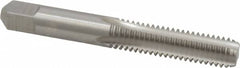 Kennametal - 3/8-16 UNC 3B 4 Flute Bright Finish High Speed Steel Straight Flute Standard Hand Tap - Bottoming, Right Hand Thread, 2.937" OAL, 1-1/4" Thread Length, H3 Limit, Oversize - Exact Industrial Supply