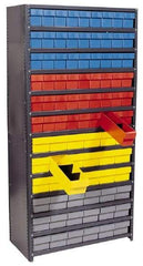 Quantum Storage - 36 Bin Closed Shelving Systems - 36 Inch Overall Width x 12 Inch Overall Depth x 39 Inch Overall Height, Red High Impact Polystyrene Bins - Benchmark Tooling