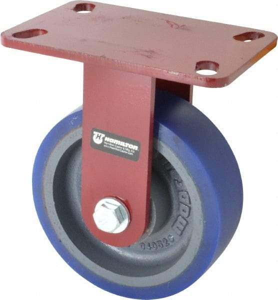 Hamilton - 6" Diam x 2" Wide x 7-3/4" OAH Top Plate Mount Rigid Caster - Polyurethane, 960 Lb Capacity, Precision Sealed Bearing, 4-1/2 x 6-1/2" Plate - Benchmark Tooling