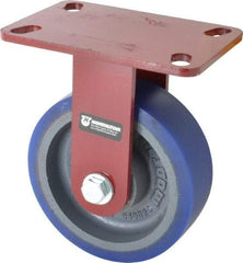 Hamilton - 6" Diam x 2" Wide x 7-3/4" OAH Top Plate Mount Rigid Caster - Polyurethane, 960 Lb Capacity, Precision Sealed Bearing, 4-1/2 x 6-1/2" Plate - Benchmark Tooling