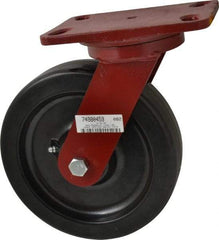 Hamilton - 8" Diam x 2" Wide x 9-3/4" OAH Top Plate Mount Swivel Caster - Phenolic, 1,400 Lb Capacity, Roller Bearing, 4-1/2 x 6-1/2" Plate - Benchmark Tooling