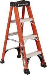 Louisville - 4 Steps, 4' High, Type IAA Rating, Fiberglass Step Ladder - 375 Lb Capacity, 18-7/8" Base Width - Benchmark Tooling