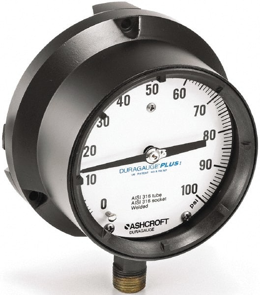 Ashcroft - 4-1/2" Dial, 1/2 Thread, 0-10,000 Scale Range, Pressure Gauge - Benchmark Tooling