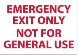 NMC - Emergency Exit Only Not for General Use, Plastic Exit Sign - 14" Wide x 10" High - Benchmark Tooling