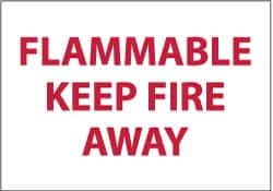 NMC - "Flammable - Keep Fire Away", 10" Long x 14" Wide, Pressure-Sensitive Vinyl Safety Sign - Rectangle, 0.004" Thick, Use for Accident Prevention - Benchmark Tooling