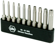 10 Piece - T7s; T8s; T9s; T10s; T15s; T20s; T25s; T27s; T30s; T40s - Security Torx Power Bit Bel Pack Set with Holder - Benchmark Tooling