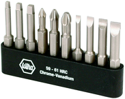 10 Piece - Slotted 3.0; 4.5; 5.5; 6.5mm; Phillips 1; 2; 3 and Square 1; 2; 3 - Power Bit Belt Pack With Holder - Benchmark Tooling