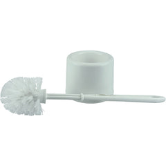Toilet Bowl Brush Set, White Plastic Fill, Plastic Handle and Holder - Benchmark Tooling