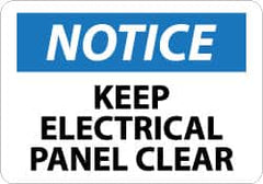 NMC - "Notice - Keep Electrical Panel Clear", 7" Long x 10" Wide, Rigid Plastic Safety Sign - Rectangle, 0.05" Thick, Use for Accident Prevention - Benchmark Tooling