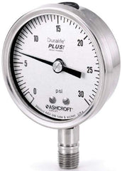 Ashcroft - 2-1/2" Dial, 1/4 Thread, 0-600 Scale Range, Pressure Gauge - Lower Connection Mount, Accurate to 1% of Scale - Benchmark Tooling