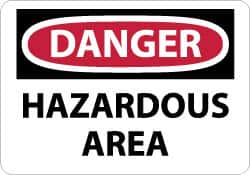 NMC - "Danger - Hazardous Area", 10" Long x 14" Wide, Rigid Plastic Safety Sign - Rectangle, 0.05" Thick, Use for Security & Admittance - Benchmark Tooling
