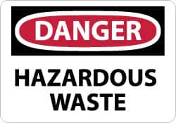 NMC - "Danger - Hazardous Waste", 7" Long x 10" Wide, Pressure-Sensitive Vinyl Safety Sign - Rectangle, 0.004" Thick, Use for Hazardous Materials - Benchmark Tooling