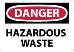 NMC - "Danger - Hazardous Waste", 7" Long x 10" Wide, Pressure-Sensitive Vinyl Safety Sign - Rectangle, 0.004" Thick, Use for Hazardous Materials - Benchmark Tooling