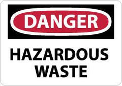 NMC - "Danger - Hazardous Waste", 7" Long x 10" Wide, Rigid Plastic Safety Sign - Rectangle, 0.05" Thick, Use for Hazardous Materials - Benchmark Tooling