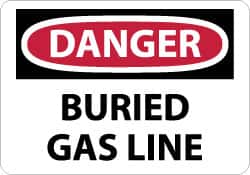 NMC - "Danger - Buried Gas Line", 10" Long x 14" Wide, Aluminum Safety Sign - Rectangle, 0.04" Thick, Use for Hazardous Materials - Benchmark Tooling