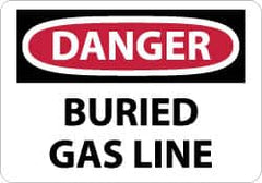 NMC - "Danger - Buried Gas Line", 10" Long x 14" Wide, Aluminum Safety Sign - Rectangle, 0.04" Thick, Use for Hazardous Materials - Benchmark Tooling