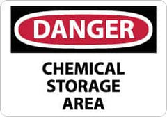 NMC - "Danger - Chemical Storage Area", 7" Long x 10" Wide, Pressure-Sensitive Vinyl Safety Sign - Rectangle, 0.004" Thick, Use for Hazardous Materials - Benchmark Tooling