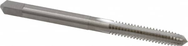 Made in USA - #10-24 UNC 2B/3B 4 Flute Bright Finish Solid Carbide Straight Flute Standard Hand Tap - Plug, Right Hand Thread, 2-3/8" OAL, 7/8" Thread Length, H3 Limit, Oversize - Benchmark Tooling