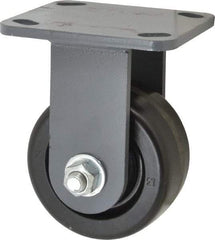 Hamilton - 4" Diam x 2" Wide x 5-5/8" OAH Top Plate Mount Rigid Caster - Phenolic, 800 Lb Capacity, Roller Bearing, 4 x 4-1/2" Plate - Benchmark Tooling