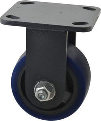 Hamilton - 4" Diam x 2" Wide x 5-5/8" OAH Top Plate Mount Rigid Caster - Polyurethane, 600 Lb Capacity, Precision Sealed Bearing, 4 x 4-1/2" Plate - Benchmark Tooling