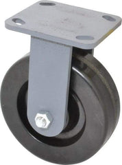 Hamilton - 6" Diam x 2" Wide x 7-1/2" OAH Top Plate Mount Rigid Caster - Phenolic, 1,200 Lb Capacity, Roller Bearing, 4 x 4-1/2" Plate - Benchmark Tooling