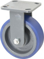 Hamilton - 6" Diam x 2" Wide x 7-1/2" OAH Top Plate Mount Rigid Caster - Polyurethane, 960 Lb Capacity, Precision Sealed Bearing, 4 x 4-1/2" Plate - Benchmark Tooling