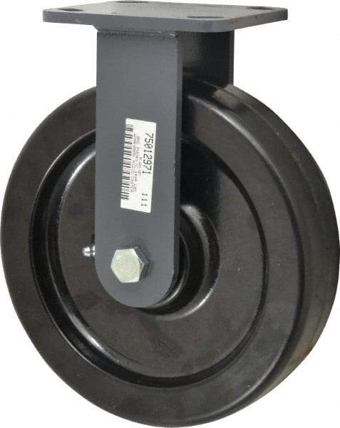 Hamilton - 8" Diam x 2" Wide x 9-1/2" OAH Top Plate Mount Rigid Caster - Phenolic, 1,400 Lb Capacity, Roller Bearing, 4 x 4-1/2" Plate - Benchmark Tooling
