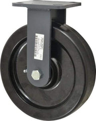 Hamilton - 8" Diam x 2" Wide x 9-1/2" OAH Top Plate Mount Rigid Caster - Phenolic, 1,400 Lb Capacity, Roller Bearing, 4 x 4-1/2" Plate - Benchmark Tooling