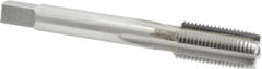 Made in USA - 1/2-20 UNF 2B 4 Flute Bright Finish Carbide-Tipped Straight Flute Machine Tap - Plug, Right Hand Thread, 3-3/8" OAL, H3 Limit, Oversize, Through Coolant - Exact Industrial Supply