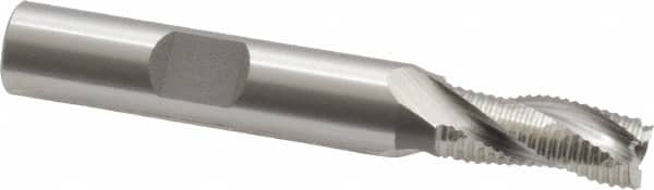 OSG - 5/16" Diam, Fine Pitch, 3/4" LOC, 3 Flute Cobalt Roughing Square End Mill - Uncoated, 2-1/2" OAL, 3/8" Shank Diam, Single End, 30° Helix - Benchmark Tooling