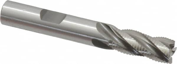 OSG - 3/8" Diam, Fine Pitch, 7/8" LOC, 4 Flute Cobalt Roughing Square End Mill - Uncoated, 2-5/8" OAL, 3/8" Shank Diam, Single End, 30° Helix - Benchmark Tooling