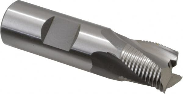 OSG - 3/4" Diam, Fine Pitch, 3/4" LOC, 3 Flute Cobalt Roughing Square End Mill - Uncoated, 2-7/8" OAL, 3/4" Shank Diam, Single End, Centercutting, 25° Helix - Benchmark Tooling