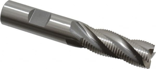 OSG - 5/8" Diam, Fine Pitch, 1-5/8" LOC, 4 Flute Cobalt Roughing Square End Mill - Uncoated, 3-3/4" OAL, 5/8" Shank Diam, Single End, Centercutting, 30° Helix - Benchmark Tooling