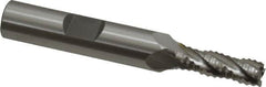 OSG - 1/4" Diam, Coarse Pitch, 3/4" LOC, 4 Flute Cobalt Roughing Square End Mill - Uncoated, 2-1/2" OAL, 3/8" Shank Diam, Single End, 30° Helix - Benchmark Tooling